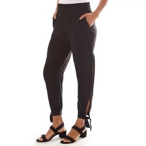 Apt. 9 Lightweight Large Black Pants W/ Ankle Ties